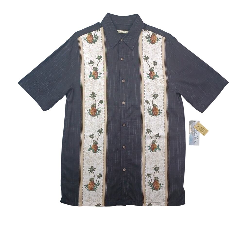 Batik‎ Bay Casual Button Down Shirt Men's S Black Hawaiian Coastal Tropical NWT